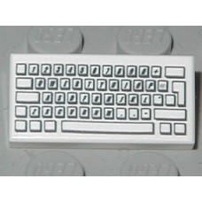 Part 3069bpb030 White Tile 1 x 2 with Computer Keyboard Standard Pattern 